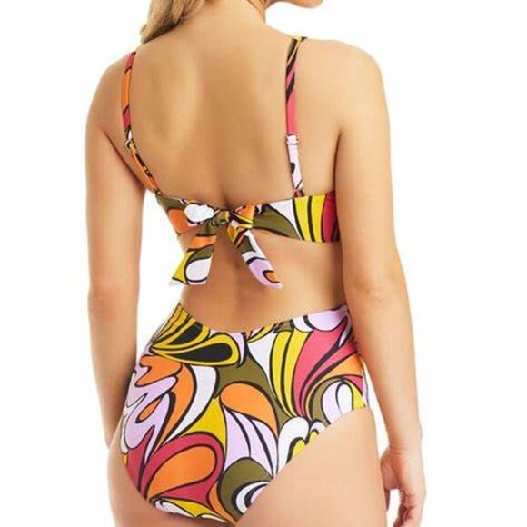 Bar lll  Macy's 70's Vibe Check Ring Monokini Swimsuit Swimwear Size XL - Picture 12 of 13
